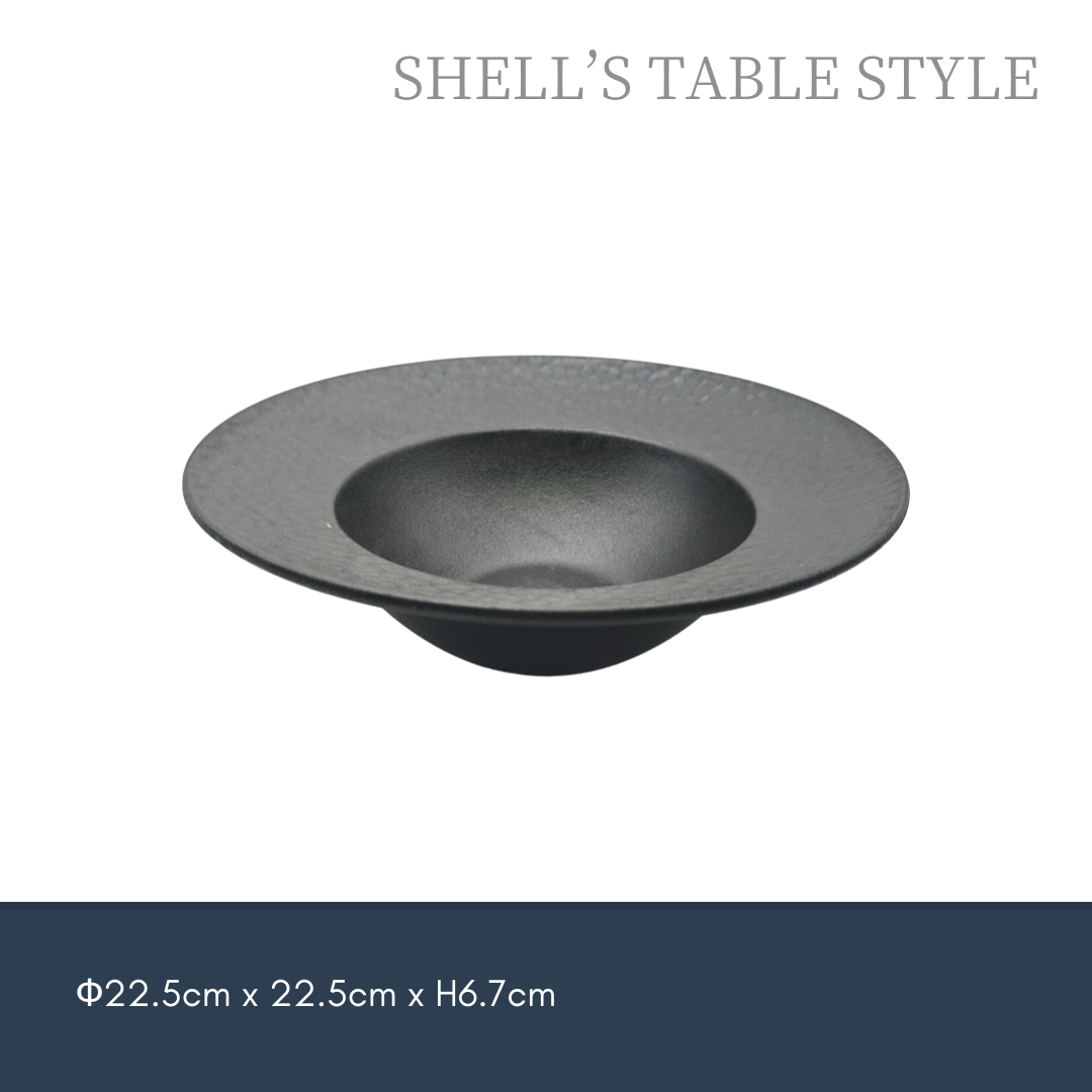 Đĩa đựng súp hình mũ búa 9,75 inch, màu đen mờ